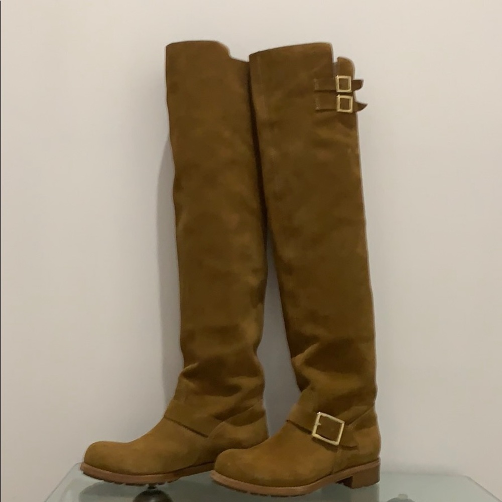 Jimmy Choo suede above the knee boots.